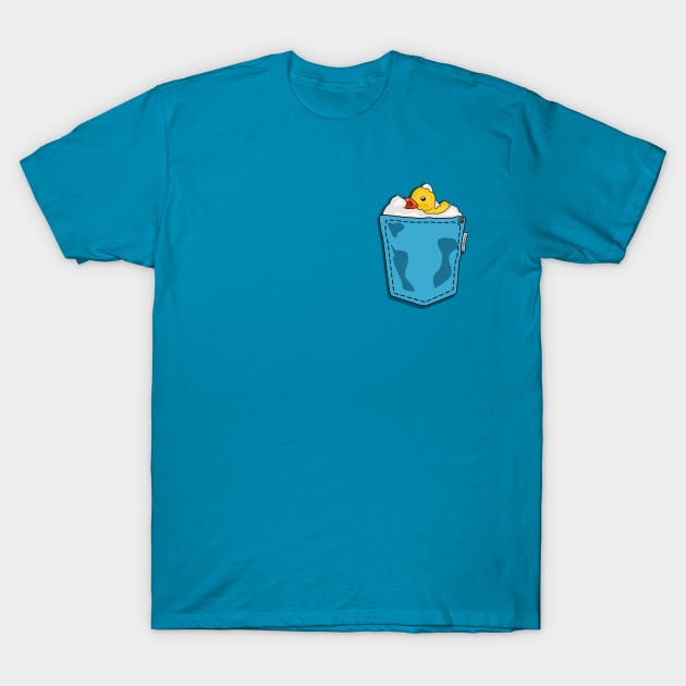 Rubber Ducky Takes a Bath in My Pocket T-Shirt by Fun Funky Designs